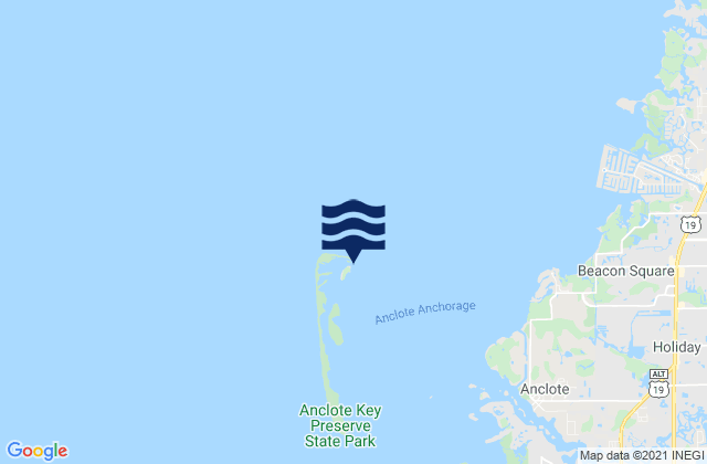 Mapa da tábua de marés em North Anclote Key, United States