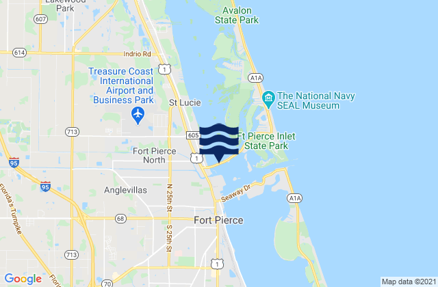Mapa da tábua de marés em North Beach Causeway, United States