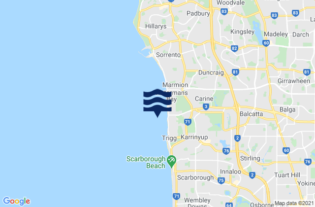 Mapa da tábua de marés em North Beach, Australia