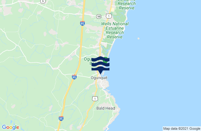Mapa da tábua de marés em North Berwick, United States