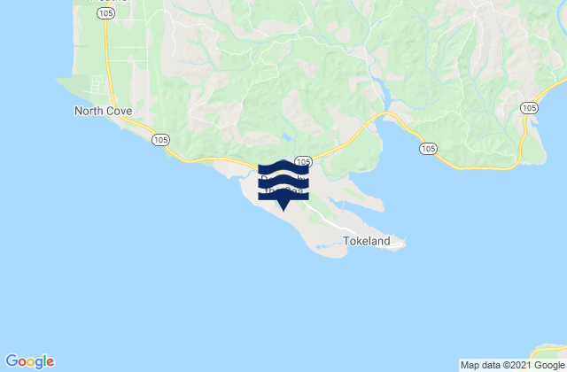 Mapa da tábua de marés em North Cove, United States