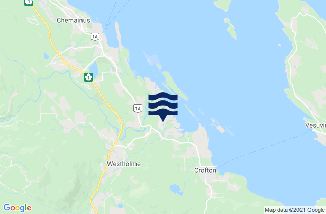 Mapa da tábua de marés em North Cowichan, Canada