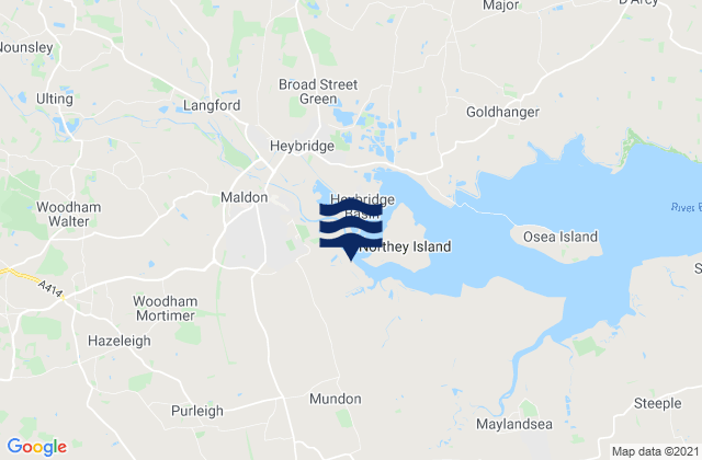 Mapa da tábua de marés em North Fambridge, United Kingdom