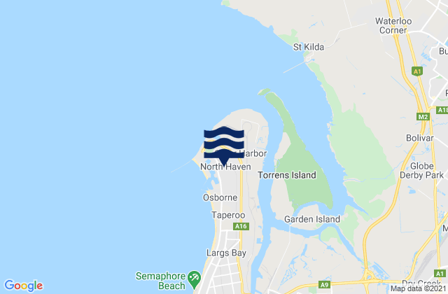 Mapa da tábua de marés em North Haven, Australia