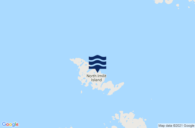 Mapa da tábua de marés em North Imilit Island, Canada