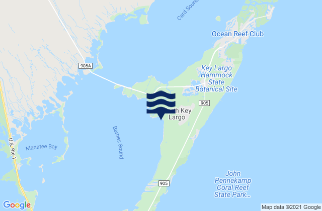 Mapa da tábua de marés em North Key Largo, United States