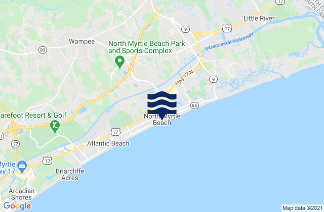 Mapa da tábua de marés em North Myrtle Beach, United States
