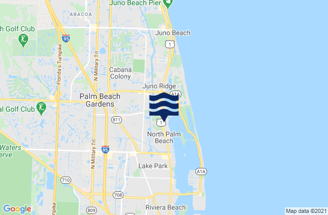 Mapa da tábua de marés em North Palm Beach, United States