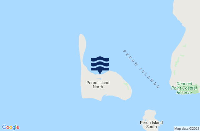 Mapa da tábua de marés em North Peron Island, Australia