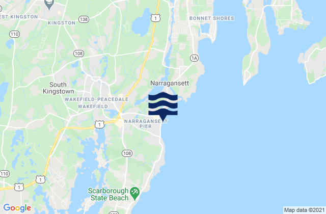 Mapa da tábua de marés em North Pier (Narragansett), United States