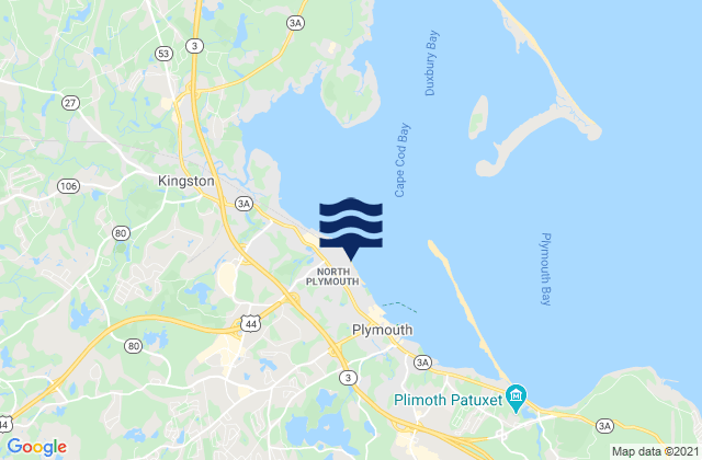 Mapa da tábua de marés em North Plymouth, United States