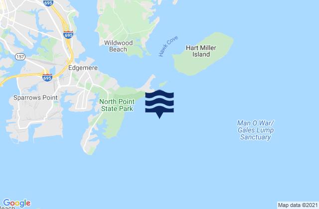 Mapa da tábua de marés em North Point 2.5 miles northeast of, United States