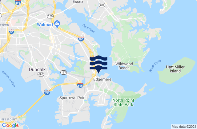 Mapa da tábua de marés em North Point 3, United States