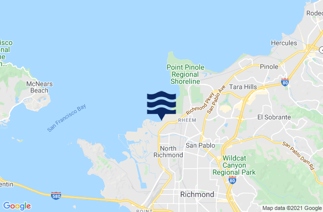 Mapa da tábua de marés em North Richmond, United States