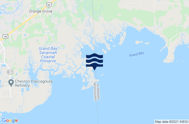 Mapa da tábua de marés em North Rigolets Island, United States