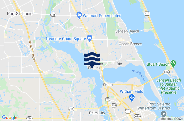 Mapa da tábua de marés em North River Shores, United States