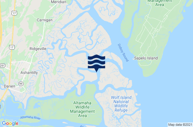 Mapa da tábua de marés em North River at Darien River, United States