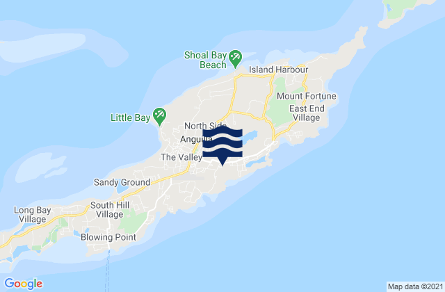Mapa da tábua de marés em North Side, Anguilla