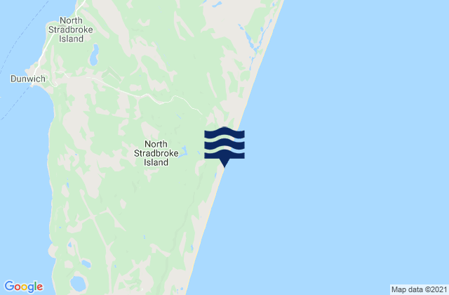 Mapa da tábua de marés em North Stradbroke Island, Australia