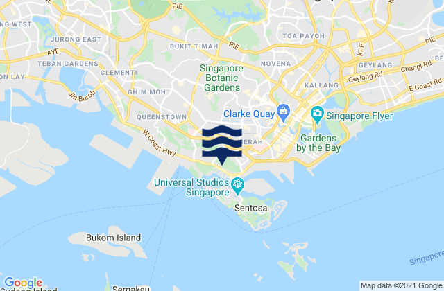 Mapa da tábua de marés em North West Community Development Council, Singapore