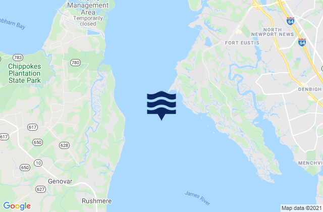 Mapa da tábua de marés em North end, United States