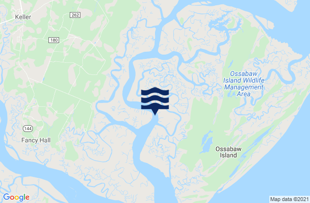 Mapa da tábua de marés em North of Big Tom Creek Entrance, United States