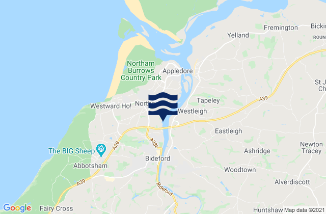 Mapa da tábua de marés em Northam, United Kingdom