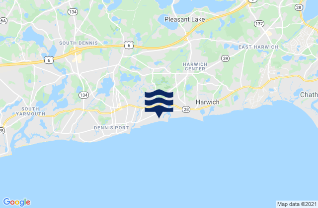 Mapa da tábua de marés em Northwest Harwich, United States
