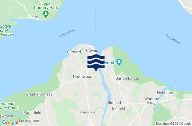 Mapa da tábua de marés em Northwood, United Kingdom