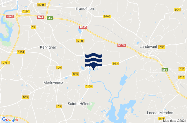 Mapa da tábua de marés em Nostang, France