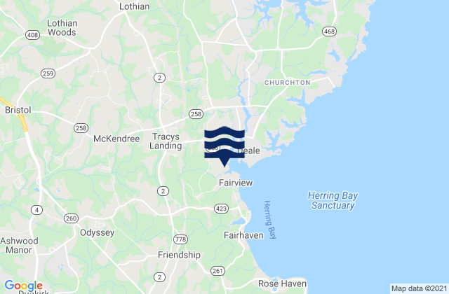 Mapa da tábua de marés em Nottingham, United States