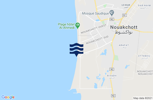 Mapa da tábua de marés em Nouakchott Pier, Mauritania