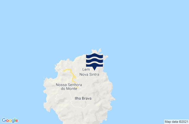 Mapa da tábua de marés em Nova Sintra, Cabo Verde