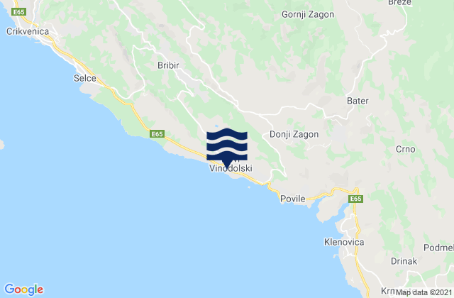 Mapa da tábua de marés em Novi Vinodolski, Croatia