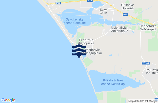 Mapa da tábua de marés em Novofedorovka, Ukraine