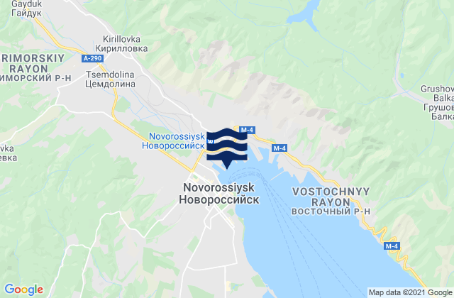 Mapa da tábua de marés em Novorossiysk, Russia