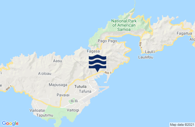Mapa da tábua de marés em Nu'uuli, American Samoa
