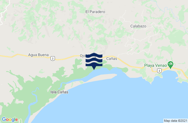 Mapa da tábua de marés em Nuario, Panama