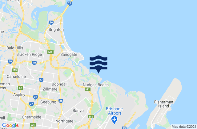 Mapa da tábua de marés em Nudgee Beach, Australia