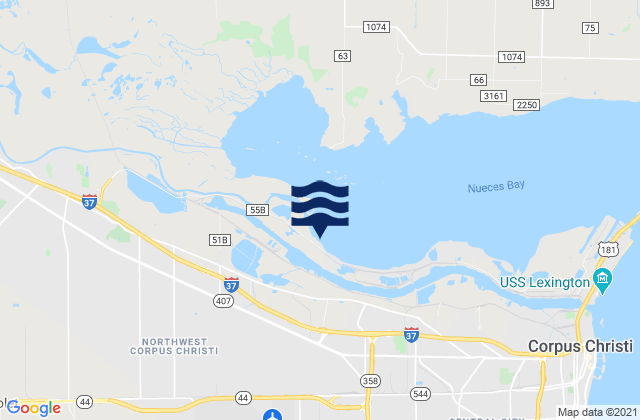 Mapa da tábua de marés em Nueces Bay, United States