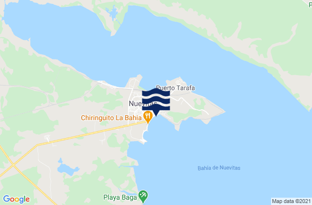 Mapa da tábua de marés em Nuevitas, Cuba