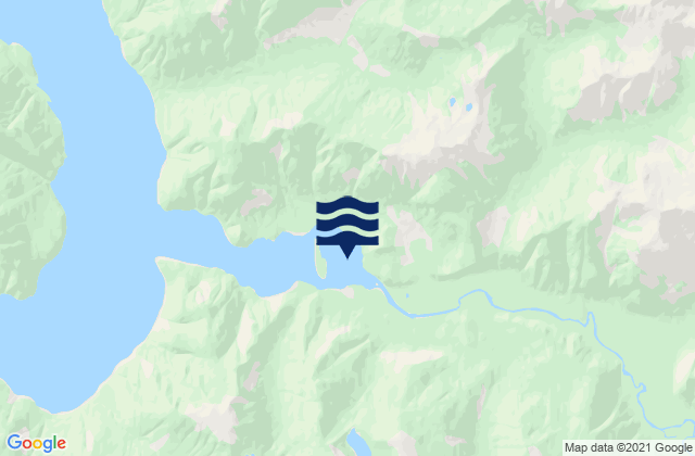 Mapa da tábua de marés em Nugent Sound, Canada