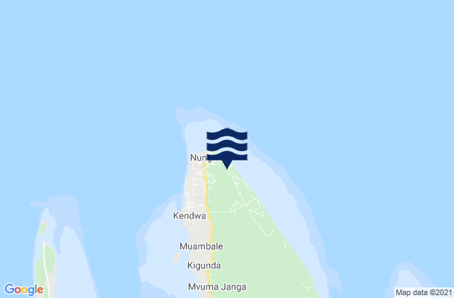 Mapa da tábua de marés em Nungwi, Tanzania