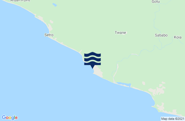 Mapa da tábua de marés em Nuohn Point, Liberia