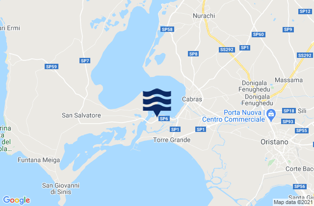 Mapa da tábua de marés em Nurachi, Italy