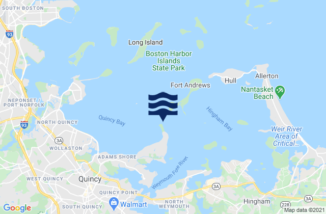 Mapa da tábua de marés em Nut Island, United States
