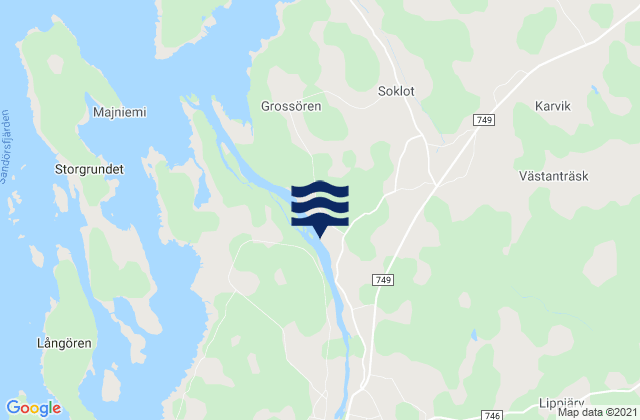Mapa da tábua de marés em Nykarleby, Finland
