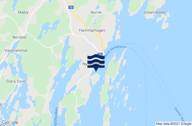 Mapa da tábua de marés em Nynäshamn, Sweden