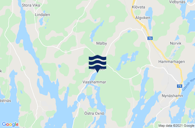 Mapa da tábua de marés em Nynäshamns kommun, Sweden