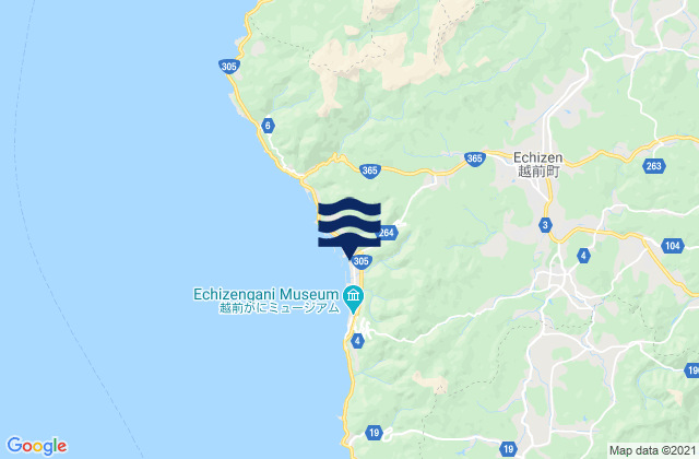 Mapa da tábua de marés em Nyū-gun, Japan